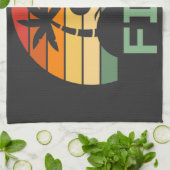 フィジヴィンテージパームツリーズサマービーチ キッチンタオル (折り畳み)