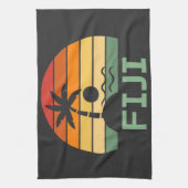 フィジヴィンテージパームツリーズサマービーチ キッチンタオル (縦)