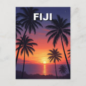 フィジーのヤシの木の夕日 ポストカード (正面)