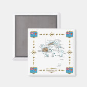 フィジーの地図+フラッグマグネット マグネット (正面/裏面)