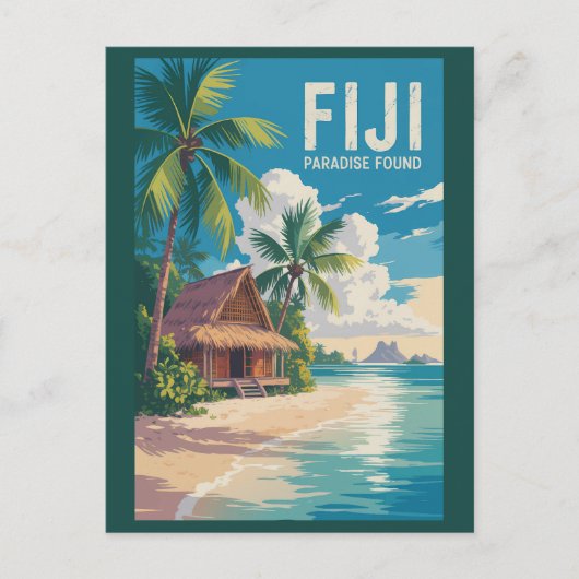 フィジービーチハットトラベルアートヴィンテージ ポストカード (正面)