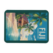 フィジービーチハットトラベルアートヴィンテージ マグネット (横)