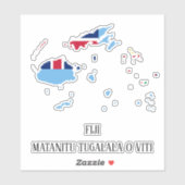 フィジー国旗の地図 シール (シート)