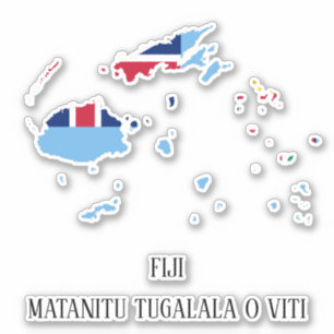 フィジー国旗の地図 シール
