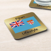 フィジー国旗+文字コースター コースター (左側)