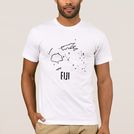 フィジー国縁ど地図線フィジー諸島の外形 Tシャツ (正面)