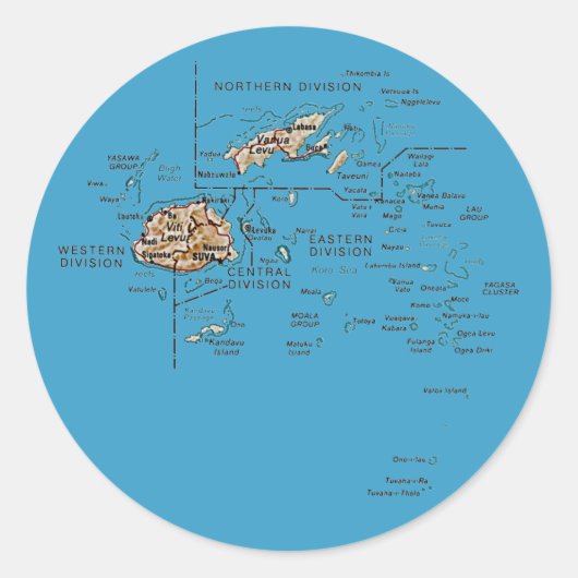 フィジー地図ステッカー ラウンドシール (正面)