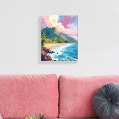 フィジー山脈絵を描海岸線 キャンバスプリント (インサイチュ (リビング))