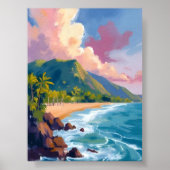 フィジー山脈絵を描海岸線 ポスター (正面)