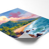 フィジー山脈絵を描海岸線 ポスター (角)