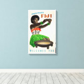 フィジー復元ヴィンテージ旅行ポスター キャンバスプリント (インサイチュ (ウッドフロア))