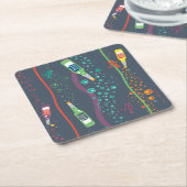 フィジー持ち上げ飲料パターン スクエアペーパーコースター (アングル)