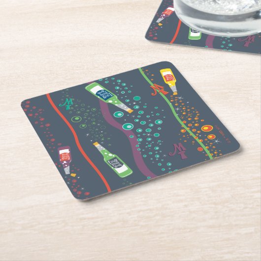 フィジー持ち上げ飲料パターン スクエアペーパーコースター (アングル)