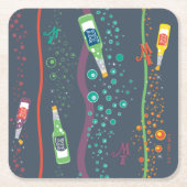 フィジー持ち上げ飲料パターン スクエアペーパーコースター (正面)