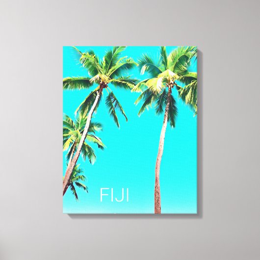 フィジー熱帯ココナッツパームツリーズアイランドトラベル キャンバスプリント (正面)