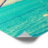 フィジー熱帯性球根ヤシの木レトロな旅行プリント ポスター (角)