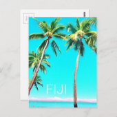 フィジー諸島のトロピカルなココナッツのヤシの木の旅行 ポストカード (正面/裏面)