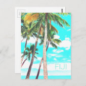 フィジー諸島の熱帯ココナッツヤシの木の旅行 ポストカード (正面/裏面)