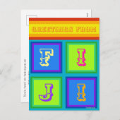 フィジー諸島オセアニアカラフルバケーションハガキ シーズンポストカード (正面/裏面)