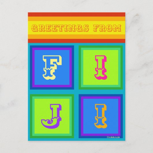 フィジー諸島オセアニアカラフルバケーションハガキ シーズンポストカード (正面)