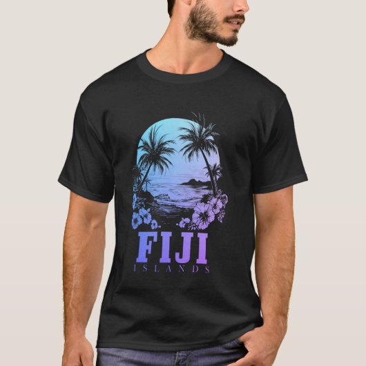 フィジー諸島ハイビスカスフラワーズビーチサーファーお土産 Tシャツ (正面)