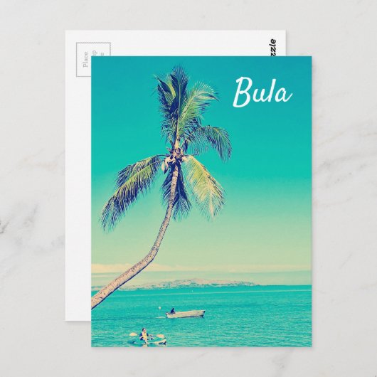 フィジー諸島ヴィンテージヤシの木の旅行 ポストカード (正面/裏面)