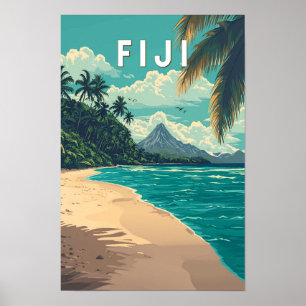 フィジー イラスト 旅行 アート ビンテージ ポスター