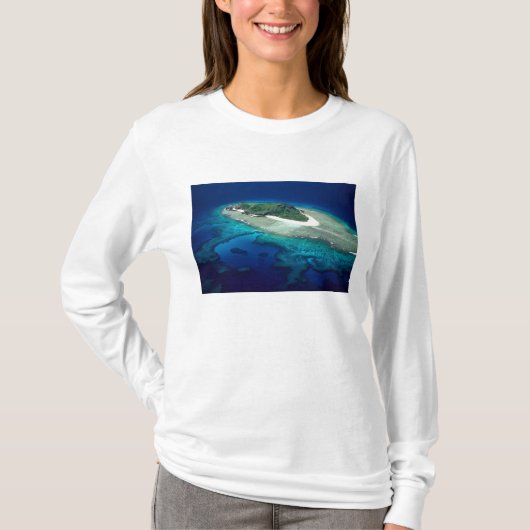フィジー ママヌカ諸島 エオリ島 空撮 Tシャツ (正面)