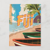 フィジー・ヴィンテージ旅行ポスター ポストカード (正面)