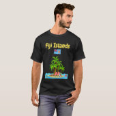 フィジー 休暇 お土産 ヤシの木 ビーチ 亀 フィジー Tシャツ (正面フル)