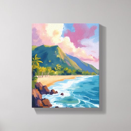 フィジー 山々 海岸線 旅行 絵画 キャンバスプリント (正面)