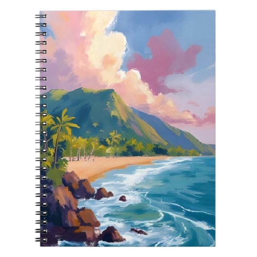 フィジー 山々 海岸線 旅行 絵画 ノートブック (正面)