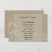 フィジー：熱帯ヤシの木のタウペ色の結婚式リハーサル 招待状 (正面/裏面)