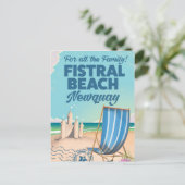 フィストラルビーチニューキーヴィンテージ旅行ポスター ポストカード (スタンド正面)