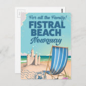 フィストラルビーチニューキーヴィンテージ旅行ポスター ポストカード (正面/裏面)