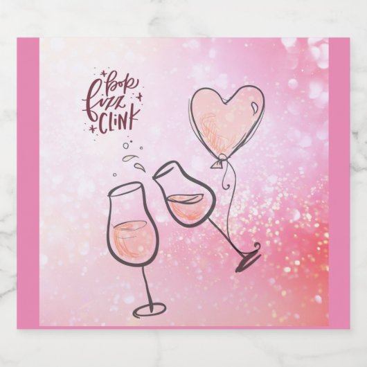 フィズポップ・アートのンクリンクワイングラスきらめくワインセレカティ スパークリングワインラベル (シングルラベル)