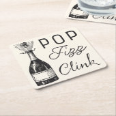 フィズポップ・アートのンクリンクヴィンテージシャンパイニュ スクエアペーパーコースター (アングル)