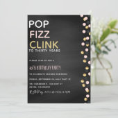 フィズポップ・アートのンクリンク任意の年齢誕生日シャルボード招待状 招待状 (スタンド正面)