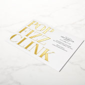 フィズポップ・アートのンクリンク金ゴールド新年のフォイル招待状 箔シーズンカード (回転した状態)