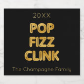 フィズポップ・アートのンモダンクリンクタイポグラフィ大晦日 スパークリングワインラベル (シングルラベル)