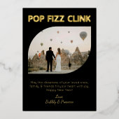 フィズモダンンポップ・アートのクリンクタイポグラフィハッピーニューイヤー 箔シーズンカード (正面)