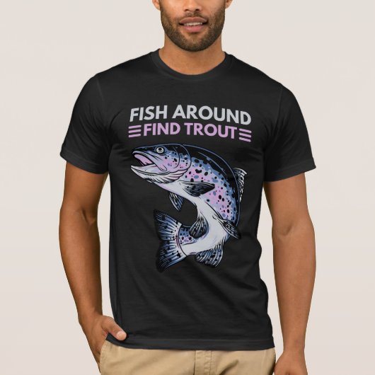 フィッおもしろいクのまわりに検索マス魚釣り Tシャツ (正面)