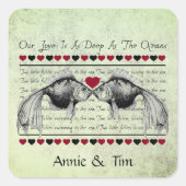 フィッお洒落クキスをするバレンタイン名前をカスタムする スクエアシール (正面)