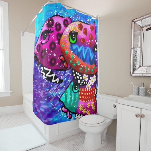 フィッお洒落トリオカラフル抽象芸術航海の シャワーカーテン (インサイチュ)