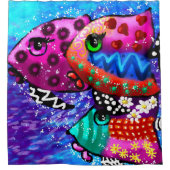 フィッお洒落トリオカラフル抽象芸術航海の シャワーカーテン (正面)