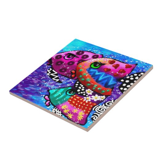 フィッお洒落トリオカラフル抽象芸術航海の タイル (側面)