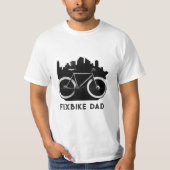 フィックスバイクパパ。父親のための黒い自転車。自転車乗り Tシャツ (正面)