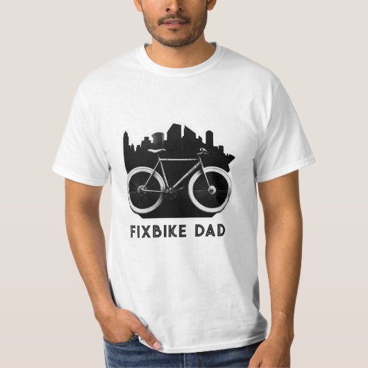 フィックスバイクパパ。父親のための黒い自転車。自転車乗り Tシャツ (正面)