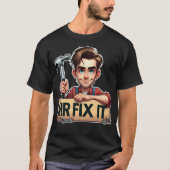 フィックス氏とハンマーを持った漫画の手描き師 Tシャツ (正面)