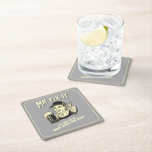 フィックット氏：このビールの後 スクエアペーパーコースター (インサイチュ)